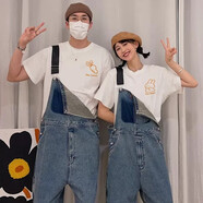 love legend情侶裝短袖夏季t恤套裝一男一女寬松休閑簡(jiǎn)約衣服半袖班服定制 白男+白女【兔子蘿卜】 L 男+M 女