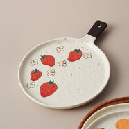 肆月陶瓷碗個(gè)人專(zhuān)用好看的飯碗單個(gè)家用甜品碗微波爐可用釉下彩餐具 【草莓】披薩盤(pán)