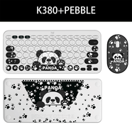 羅技（Logitech）新品熊貓系列羅技K380無(wú)線(xiàn)鍵盤(pán) 藍牙鍵盤(pán) 辦公鍵盤(pán)靜音超薄便攜多設備平板ipad手機鍵盤(pán)  k380白色+Pebble米白色-黑白色熊貓定制款