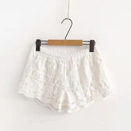 DICIFY新品波西米亞民族風(fēng)掛脖小背心吊帶系帶鏤空抹胸刺繡針織短 白色短褲 均碼