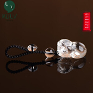 KULV白水晶吊墜天l然十二生肖鼠?；⑼谬埳唏R羊猴雞狗豬 鑰匙扣包掛 生肖豬
