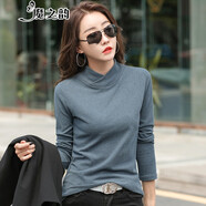 魔之韻秋冬半高領(lǐng)加絨打底衫女士?jì)却铍p面德絨上衣保暖長(cháng)袖T恤2337 灰色 XL （106-115斤左右）