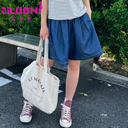 紫洛妮（ZILUONI）初中生牛仔短褲大童少女孩夏季2025新款高中生14時尚休閑輕薄褲子 【短褲】牛仔藍 L