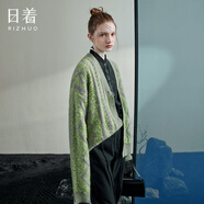 日著(zhù)原創(chuàng  )設計感女裝2025秋季新款復古回潮雪尼爾絞花開(kāi)衫撞色馬海毛衣 暮青 L