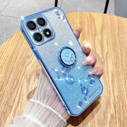 羅璐鷗OPPO A72手機(jī)殼女款軟殼硅膠殼oppoa72外殼支架全包防摔保護(hù)套女士水鉆花朵漸變閃粉電鍍保護(hù)殼 【漸變遠(yuǎn)峰藍(lán)】+指環(huán)支架+全屏鋼化膜 OPPO A72