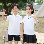崎雨峰 夏季兒童短袖t恤翻領(lǐng)親子裝定制小學(xué)生班服校服幼兒園園服團(tuán)體服 白色 3X/160L