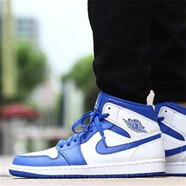 耐克（NIKE）男鞋Air Jordan 1 Mid 中幫籃球鞋 554724-114 白藍(lán) 43