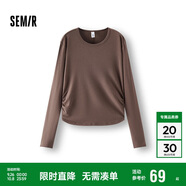 森馬（Semir）長袖T恤女短款小心機顯瘦緊身2025發(fā)熱抓毛純色冬裝109725101010