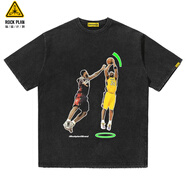 搖滾計(jì)劃夏季美式短袖 NBA球星羅斯約基奇巴特勒印花復(fù)古做舊重磅 詹姆斯科比(250克復(fù)古短袖) M