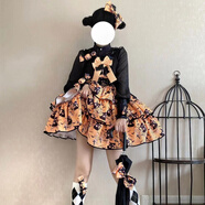 樹奈奈 庫(kù)洛米衣服cos 黑貓艾琳娜三段裙子Lolita:jsk洛麗塔連衣裙cos 5019南瓜色 XL