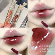 BLUETHIN嘟嘟唇水光鏡面唇釉鉆光晶透唇彩持久唇蜜不易沾杯口紅唇蜜 06#夜浸玫瑰 水光鏡面嘟嘟唇