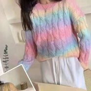小眾別致毛衣秋冬2021秋冬新款漸變復古日系慵懶風(fēng)女韓版百搭設計感外穿潮 粉色 M 建議90-105斤