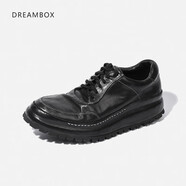 dreambox鈞博老爹鞋vibram防滑耐磨厚底增高男士高檔馬皮休閑皮鞋 黑色 41