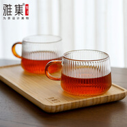 雅集錘紋茶杯棱影品茶杯耐熱透明主人小茶杯小資杯品茶杯功夫茶具配件
