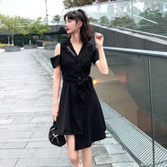 尹振天情侶裝套裝夏裝小眾設計感韓版網(wǎng)紅短袖T恤情侶款連衣裙一裙一衣 女連衣裙 S