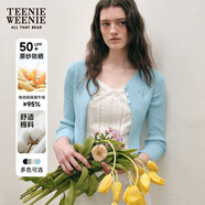 Teenie Weenie【原紗防曬】小熊淑女白色毛衣針織開衫長袖打底衫女空調(diào)衫 淺藍(lán)色 M (165)