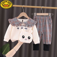 G.DUCKKIDS女寶寶春秋套裝秋季洋氣純棉嬰兒衣服1一3歲2小童裝0兒童女童春裝 大眼睛包包米白色 80 cm