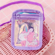 多功能卡包校訊通手機保護殼公交卡套飯卡校園卡保護小學(xué)生零錢(qián)包 流沙款獨角獸紫色-(可放校訊通) 1個(gè)