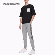 Calvin Klein Jeans 春秋男裝LOGO套頭全棉圓領(lǐng)短袖衛(wèi)衣J312699 099-黑色 S