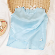 G.duck寶寶真絲睡衣套裝兒童100%桑蠶絲家居服夏季嬰幼兒空調衣服男女童 藍色背心 120cm