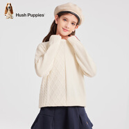 暇步士（Hush Puppies）【經(jīng)典款】童裝兒童男女大童秋季新款簡約舒適時尚百搭線衣 奶油色 140 cm