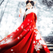 卡輯（KAARJIYY）斗篷漢服女毛領(lǐng)長款加絨加厚外套中國風(fēng)學(xué)生披風(fēng)古裝披肩秋冬裝 如夢(mèng)令紅色斗篷【加絨款】 均碼