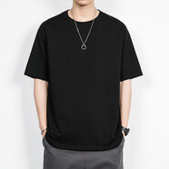 A21以純夏季重磅250克雙紗港風(fēng)ins休閑短袖T恤打底衫寬松量夏季 以純-黑色 XL