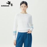 哥弟（GIRDEAR）女裝袖口拼色棉質(zhì)針織衫女1399341 白 S(2碼)