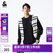 杰克·瓊斯（JACK&JONES）25年秋季植絨重磅棉字母休閑套頭寬松長袖T恤男裝打底衫內(nèi)搭外穿 黑色E40 XS 165