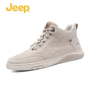 Jeep吉普男鞋2026春夏季新品戶(hù)外板鞋男舒適軟底休閑鞋一腳蹬低幫鞋子 中幫沙色 40