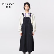 幻走（MOVEUP）2023冬季新款.FUN系列撞色趣味織嘜設(shè)計(jì)師紐扣背帶裙 夜黑 M