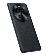 適用于OPPO真皮Find X6Pro手機(jī)殼全包邊防摔X7ultra保護(hù)套ndx7牛皮防滑 黑色【鏡頭貼五金牛皮手機(jī)殼】 OPPO Find X6