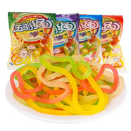 優(yōu)卡五彩繩軟糖休閑零食小吃橡皮糖果8090小時候的零食混合水果味糖qq糖 五彩繩15g*10包