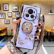 羅逸適用榮耀Magic6手機殼Magic6Pro新款閃鉆支架掛繩女款全包防摔保護套掛脖子網(wǎng)紅 【薰衣紫】蝶戀花+長(cháng)款掛繩 榮耀Magic6 Pro