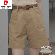 皮爾卡丹（pierre cardin）23年新款港風(fēng)西裝短褲女熱褲新款五分褲寬松顯瘦ins高腰薄休閑工 卡其色+棕色皮帶 XL 【110-120斤】