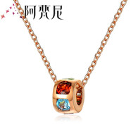 阿梵尼18K金碧璽吊墜女士紅碧璽路路通轉(zhuǎn)運(yùn)珠彩色寶石玫瑰金項(xiàng)鏈 18K玫瑰金碧璽吊墜