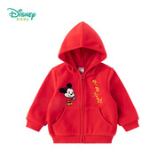 迪士尼寶寶（Disney Baby）迪士尼童裝男女童外套米奇米妮前開連帽兒童衛(wèi)衣上衣 大紅 5歲/身高120cm