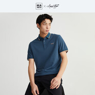 HLA海瀾之家POLO衫輕商務(wù)撞色翻領(lǐng)字母刺繡珠地涼感短袖男夏季