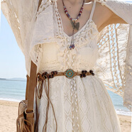 斐月伽腰帶女裝飾裙子波西米亞民族風(fēng)腰鏈免打孔時(shí)尚配飾休閑百搭褲腰帶 花邊圓腰繩