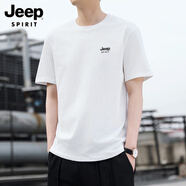JEEP SPIRIT吉普短袖t恤男士polo衣衫夏季純棉寬松透氣商務(wù)百搭休閑男裝衣服 白色 L 【120-135斤】