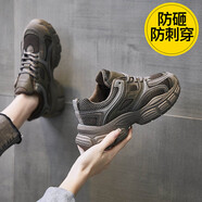 古森林勞保鞋女款士防砸防刺穿工作鋼頭男軟底輕便老保透氣軟底工地夏季 6860卡其【鋼頭防砸+防刺穿】 35