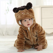 奇樂(lè )兔冬款加厚嬰兒連體衣哈衣寶寶爬服新生兒衣服0-3歲卡通夾棉外出服 986棕色 90cm 碼(身高80-90CM)18-24個(gè)月