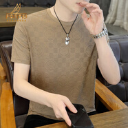 富鋌（FORTEI）男士短袖T恤2024新款上衣純色寬松大碼休閑T恤男彈力半袖體恤衫男 官方旗艦卡其色 M /90-120斤