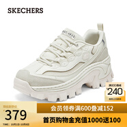 斯凱奇（Skechers）女鞋秋冬奶油蜜糕鞋厚底增高拼色老爹鞋網(wǎng)面透氣休閑熊貓鞋177233 乳白色/OFWT 35 偏大建議選小半碼