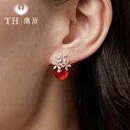 唐后（TH）繁花紅瑪瑙耳環(huán)女寶石氣質(zhì)耳釘時(shí)尚925銀耳墜送媽媽禮物 【繁花似錦】經(jīng)典款耳環(huán)