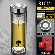 希諾（heenoor）希諾雙層玻璃杯帶蓋濾網(wǎng)辦公室泡茶杯男士商務(wù)杯子耐熱玻璃水杯