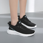 回力春季網(wǎng)面鞋新款韓版運動(dòng)鞋男女情侶鞋一腳蹬椰子跑鞋防滑軟底減震爆米花跑步鞋 黑色 43/偏小一碼