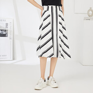 普普風(fēng)（FGFEEL）2023夏季女裝新品率性寬條紋傘狀半裙OB3Q19879L 黑白條 M