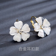 Qlady女士水晶花朵耳釘女韓版甜美櫻花耳環(huán)女時(shí)尚簡(jiǎn)約韓國氣質(zhì)耳扣925銀針裝飾奢侈耳飾品生日禮物 耳扣款【直徑24mm】