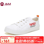 快樂瑪麗J&M 情侶鞋2021春夏新品 休閑鞋NASA聯(lián)名純色印花低幫帆布鞋情侶款 051 白色 男40